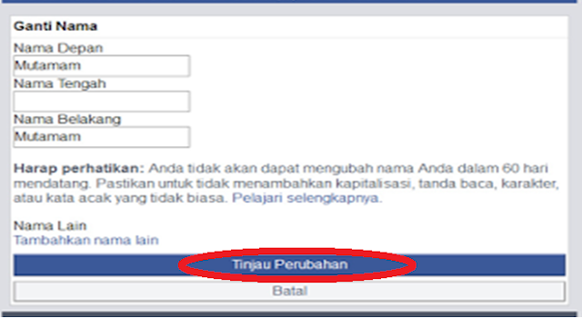 kolom ganti nama facebook kolom ganti nama facebook
