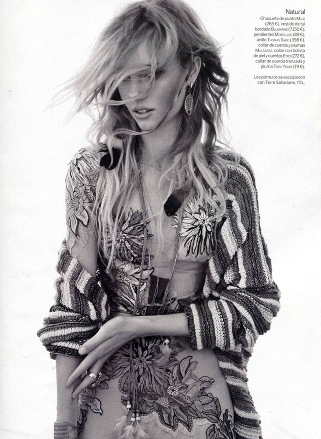 Woman Magazine Spain March 2015, Wylie Hays Blumarine 2015 SS Sheer Tulle Maxi Dahlia-Embroidery Gown Editorials