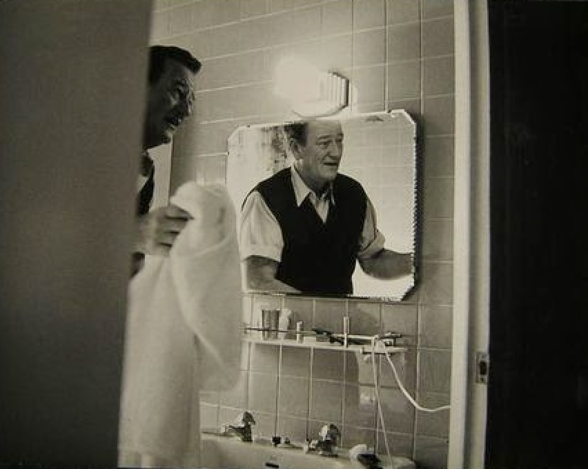 John Wayne in his bathroom.