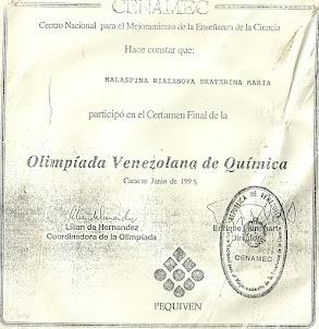 OLIMPIADA VENEZOLANA DE QUÍMICA.1995