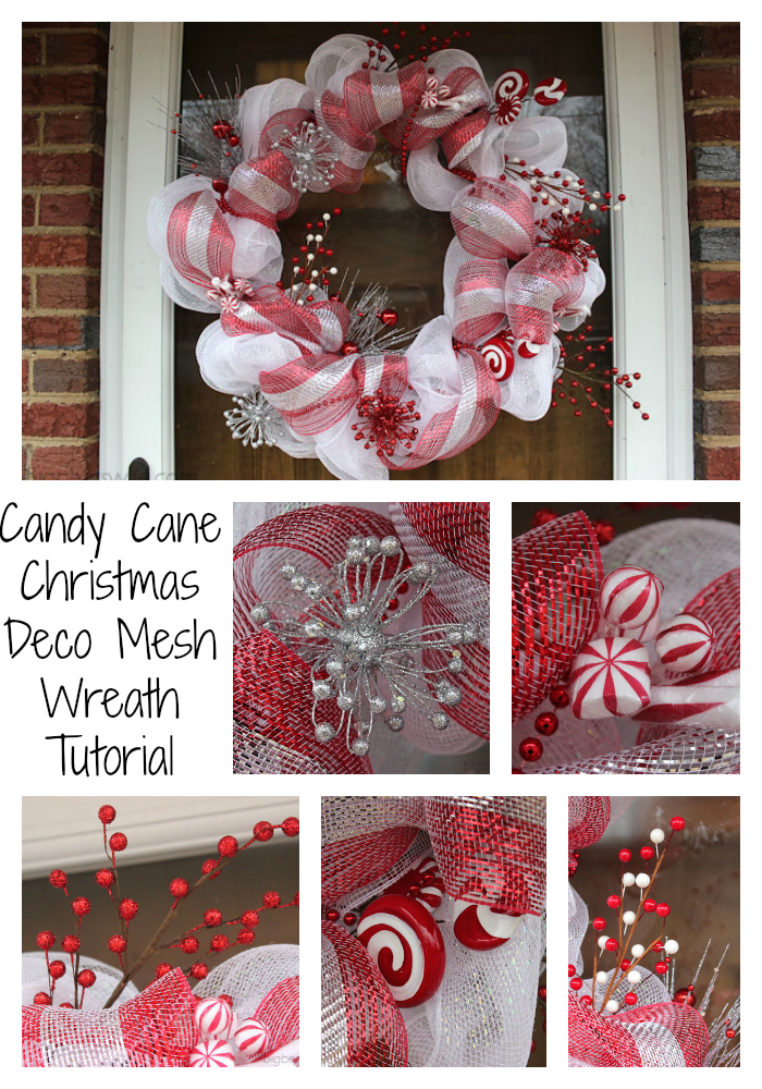Big Bear's Wife: Candy Cane Christmas Deco Mesh Wreath Tutorial