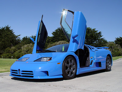 blue color Bugatti EB110