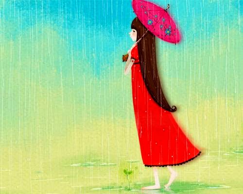 Hình ảnh đẹp về Mưa với cảm xúc buồn Ảnh hoạt hình cô gái buồn đi dưới cơn mưa
