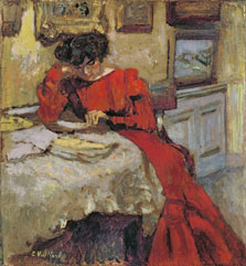 Édouard Vuillard Título: Madame Hessel con vestido rojo leyendo, c. 1905