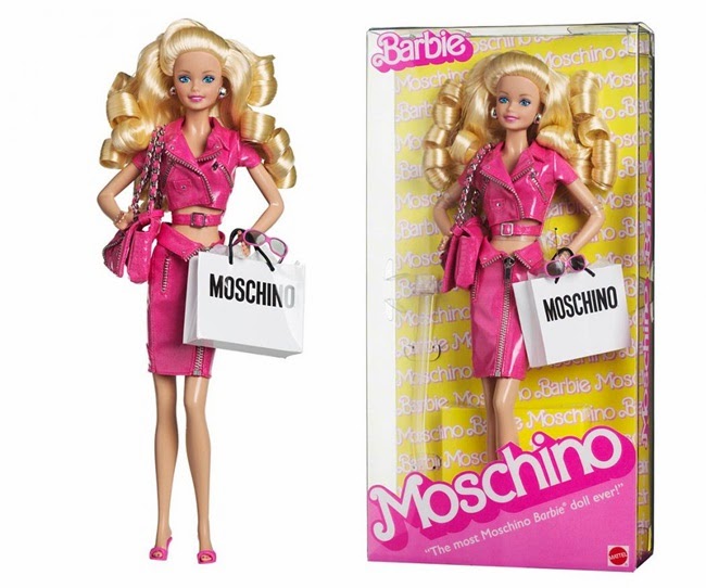 Moschino 2015 S/S Barbie Doll by Jeremy Scott Moschino SS15 Barbie Pink Cropped Biker Perfecto Jacket With Leather Pencil Skirt