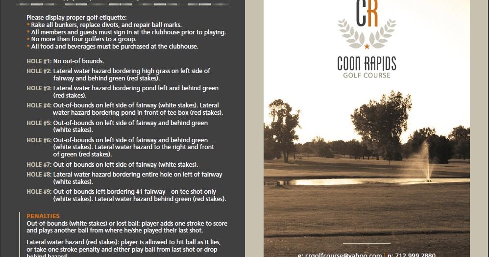 Scorecard Coon Rapids Golf Coon Rapids, Iowa