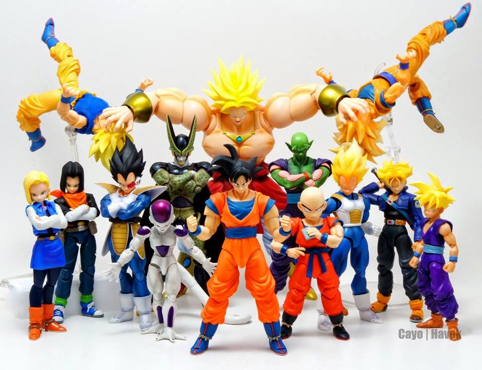 Conjunto de bonecos de dragon ball bandai, figura de ação da