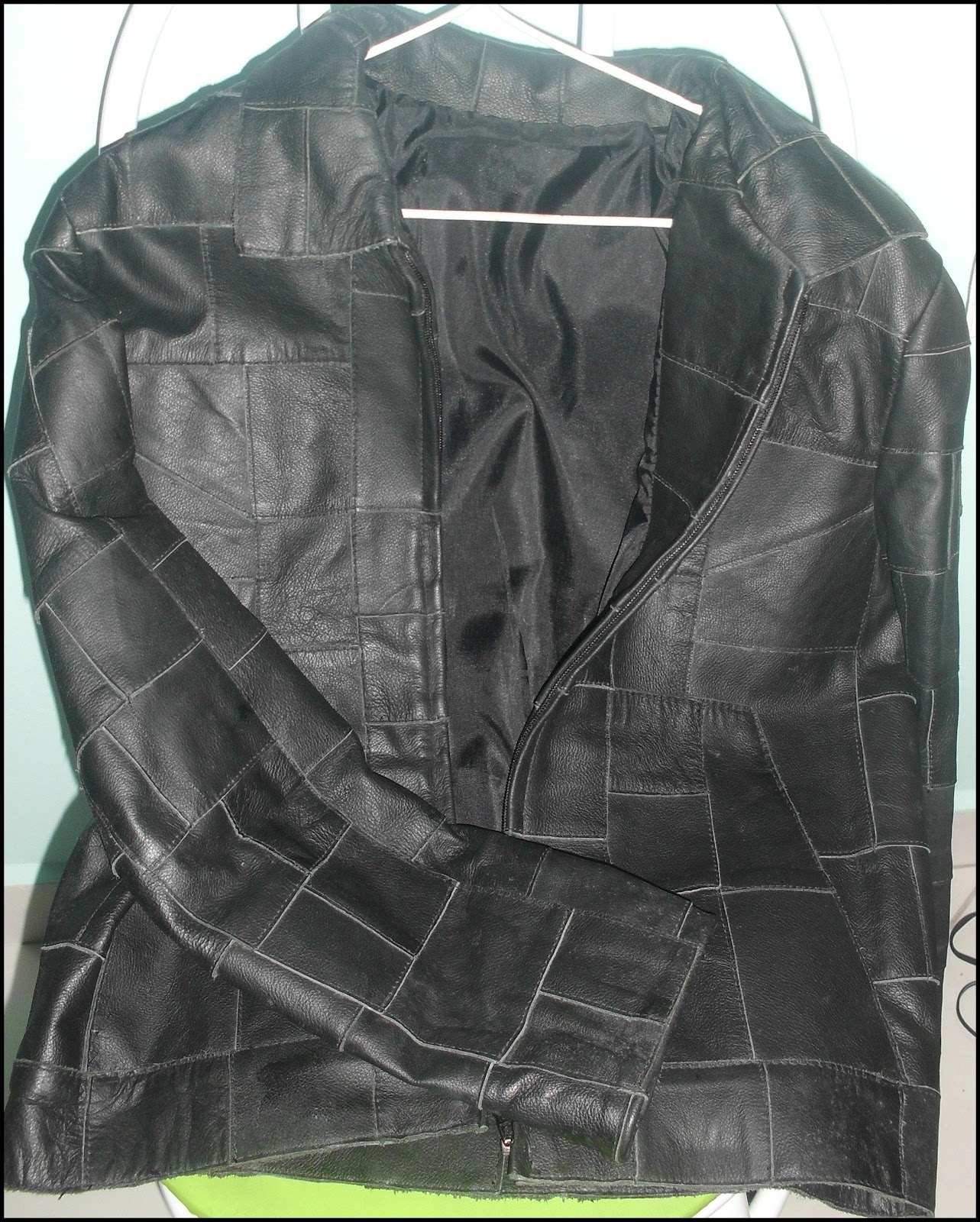 jaqueta de couro de retalho