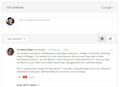 Google+ Comments Come to Blogger