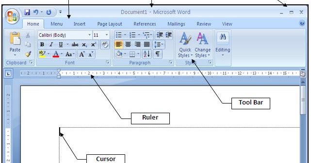 Blog Nisfi Root Bagian Bagian Komponen Pada Jendela Word
