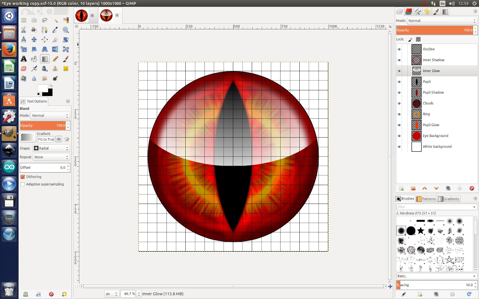 Creating eyes in Gimp Eyeballs Studio