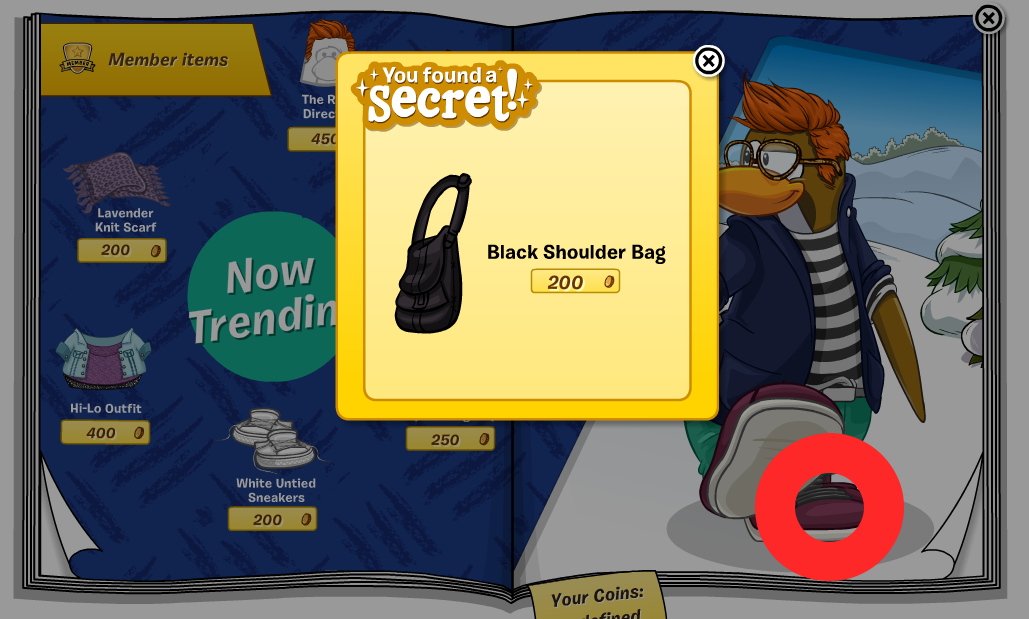 For the second hidden item flip to page 9, if you click on the star you will get the classy t-shirt.