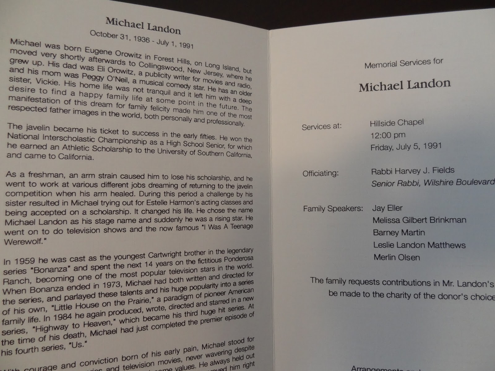 John Herzig TolandHerzig Famous Endings Remembering Michael Landon