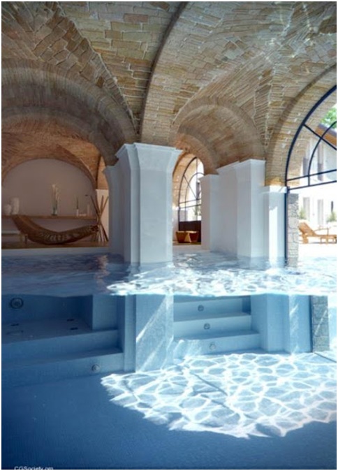 Indoor and outdoor swimming pool