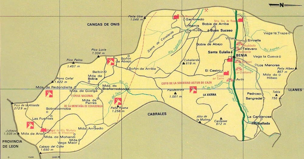 Mapa del Concejo de Onís Así ye Asturias