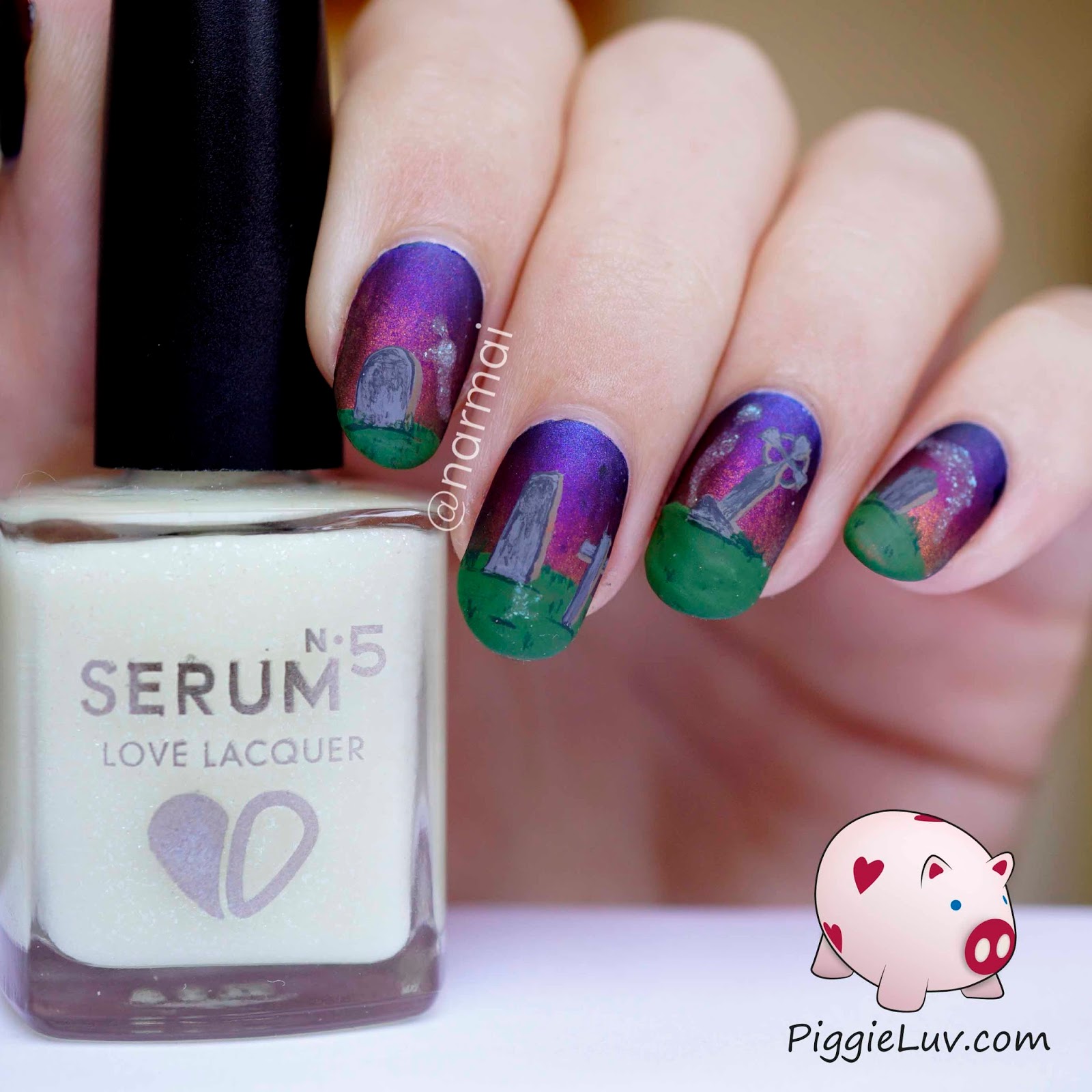 Piggieluv Haunted Graveyard Nail Art Glowy Ghosts