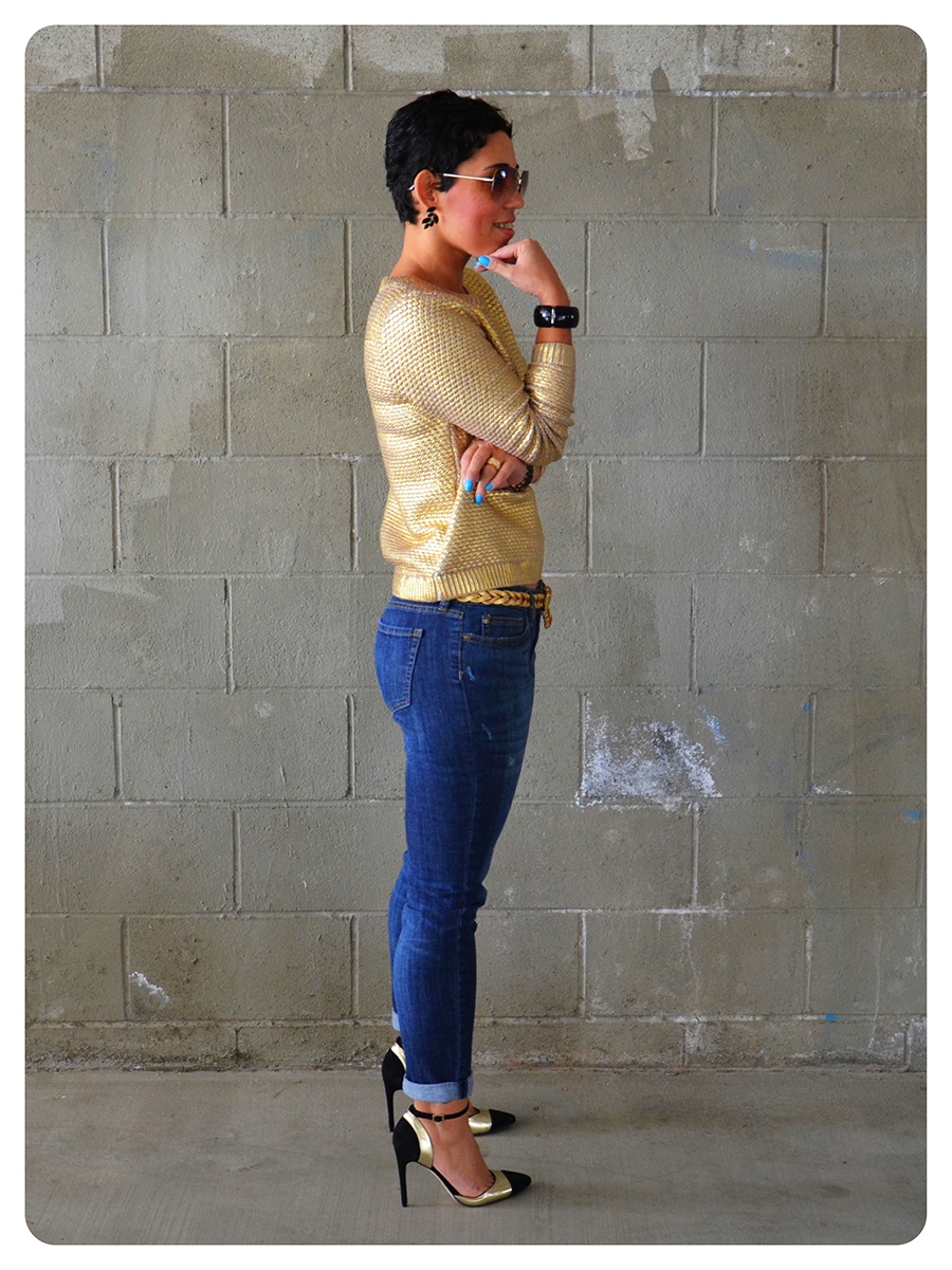 OOTD Gold Sweater + Cap Toe Heels Fashion, Lifestyle, and DIY