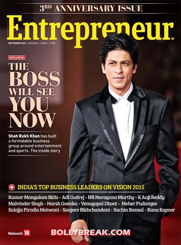 Shah Rukh Khan on the cover of Entrepreneur Magazine Shah Rukh Khan on the cover of Entrepreneur Magazine - Shah Rukh Khan on the cover of Entrepreneur Magazine September 2012
