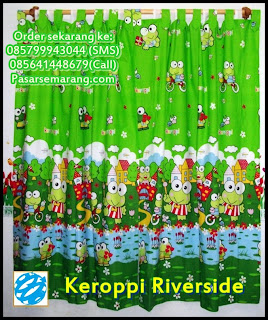 Hordeng Tirai Jendela Kamar anak Gorden Keroppi Riverside Keroppi Riverside Murah Gorden Karakter Kartun Kodok Hijau