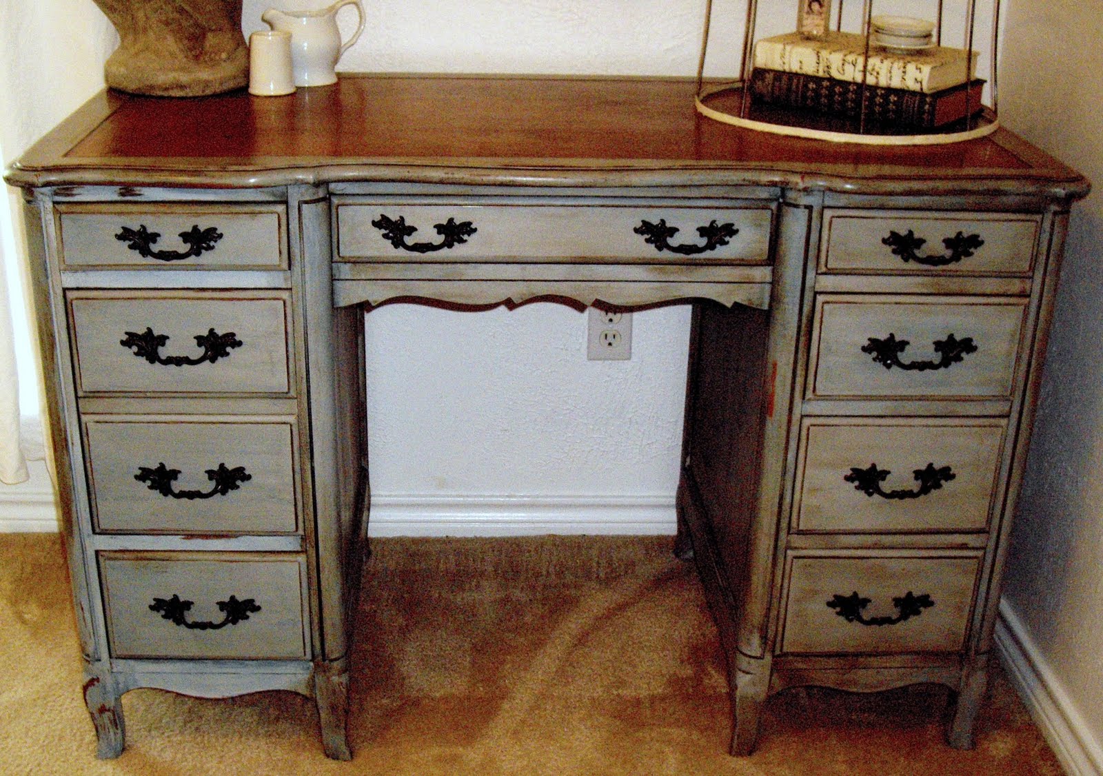 Lulu's Designs Before & After 2 French Desk painted with Chalk Paint