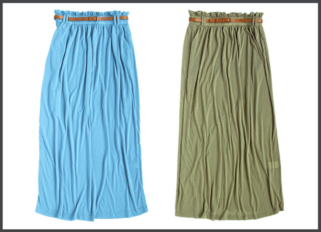 длинная юбка с ремнем, длинная голубая юбка, юбка цвета хаки, голубая юбка в пол