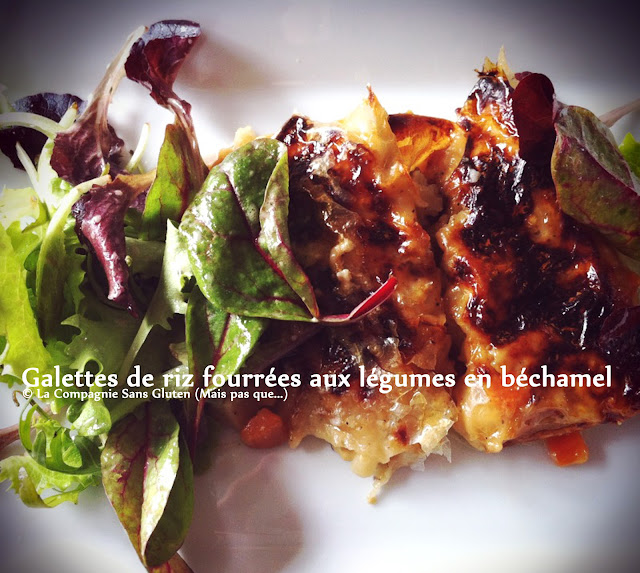 Galettes de riz fourrées aux légumes en béchamel