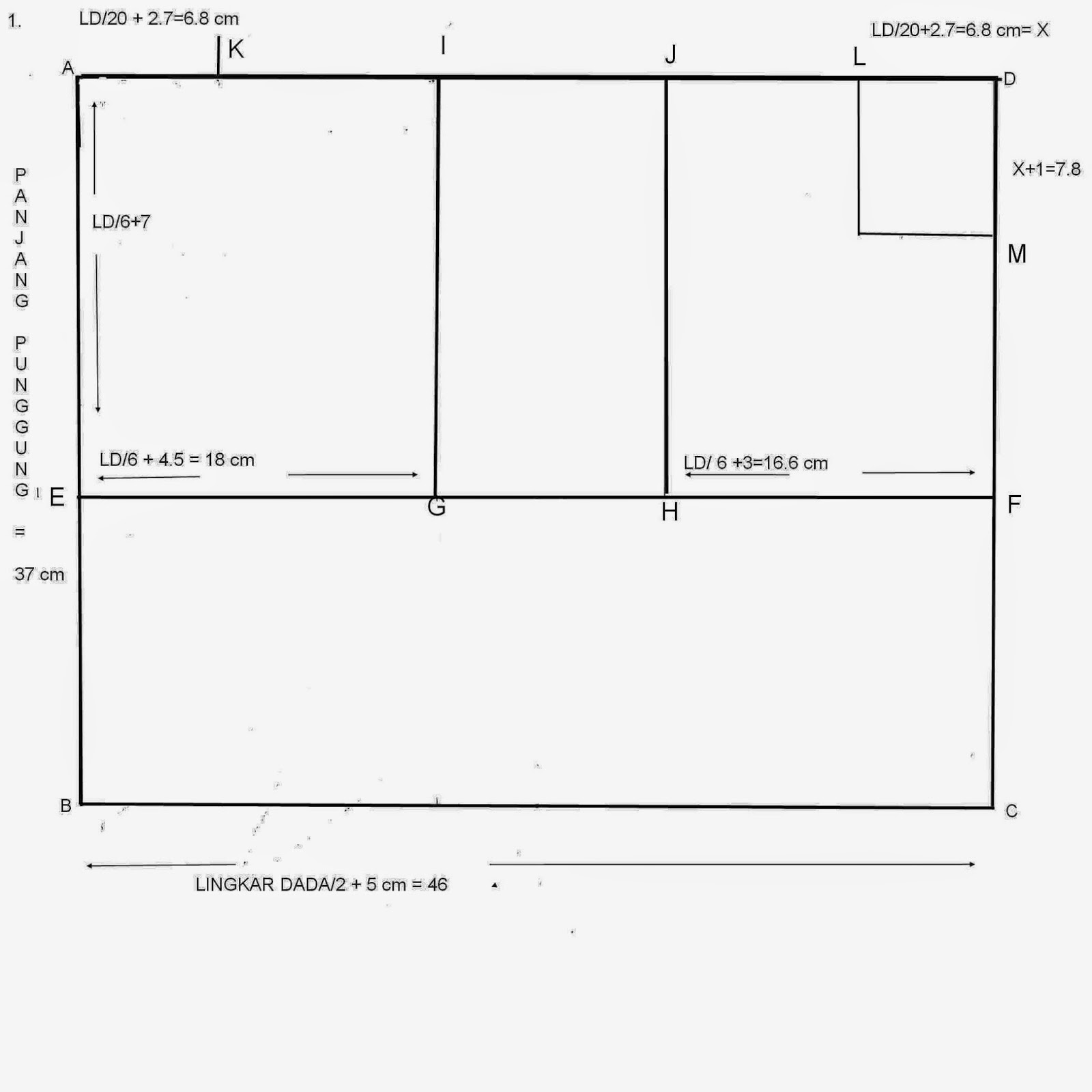 Pola Dasar Blus / Baju Atasan Dewasa Danitailor