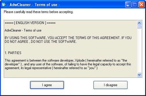Terms of use AdwCleaner