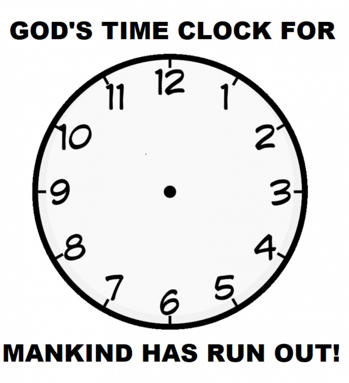 GOD'S TIME CLOCK FOR MANKIND HAS RUN OUT!