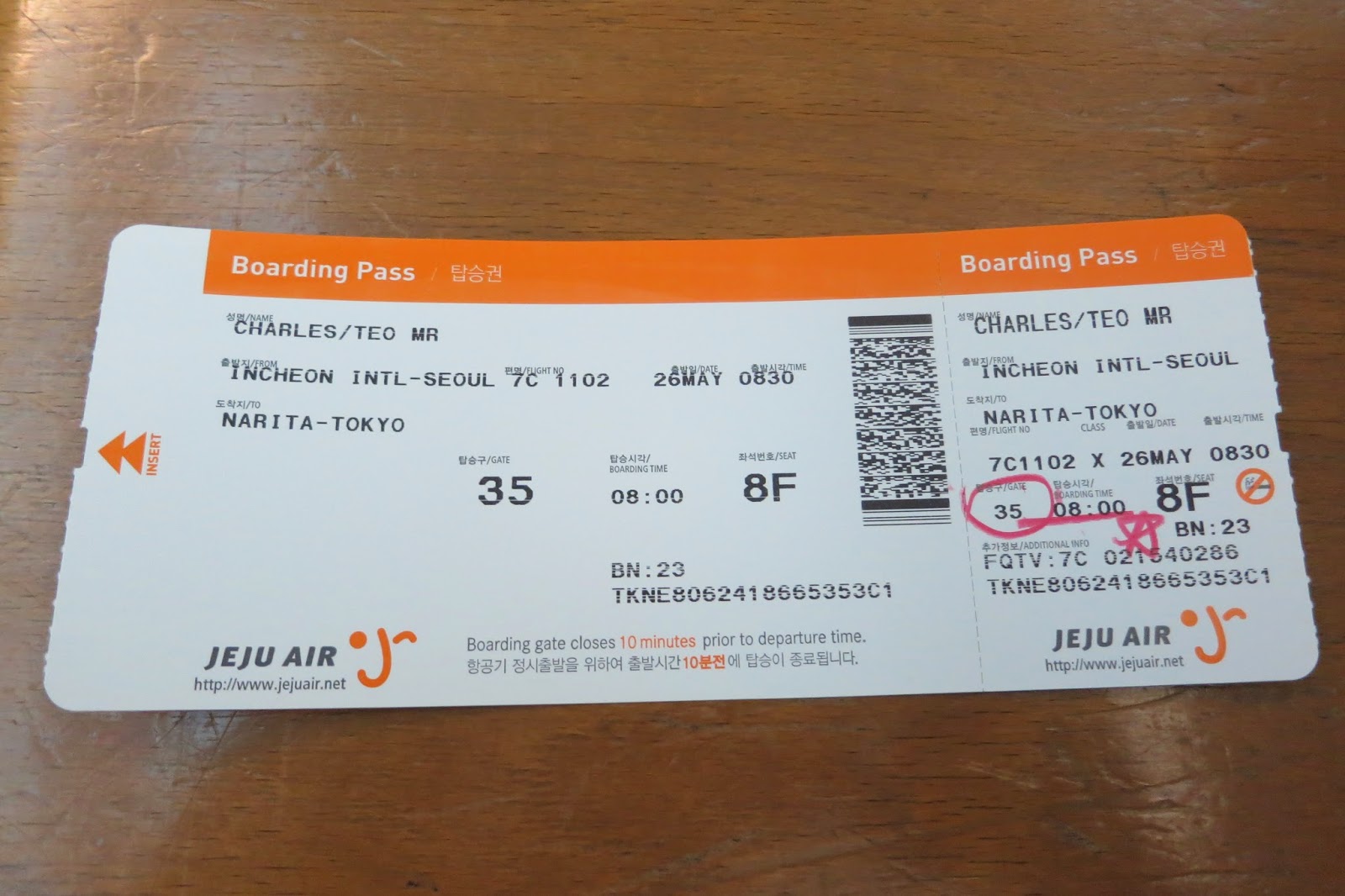 Charles Ryan's Flying Adventure Flying on Jeju Air from Seoul Incheon