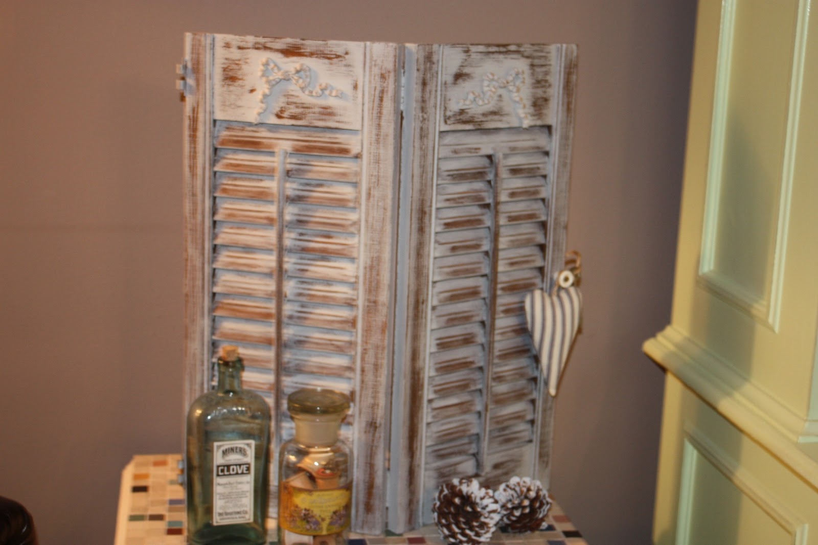 Evocative Vintage Vintage Wood Shutters Rustic, Cottage Chic