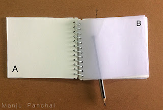 Travel sketch book created using canson paper and butter paper. By Manju Panchal