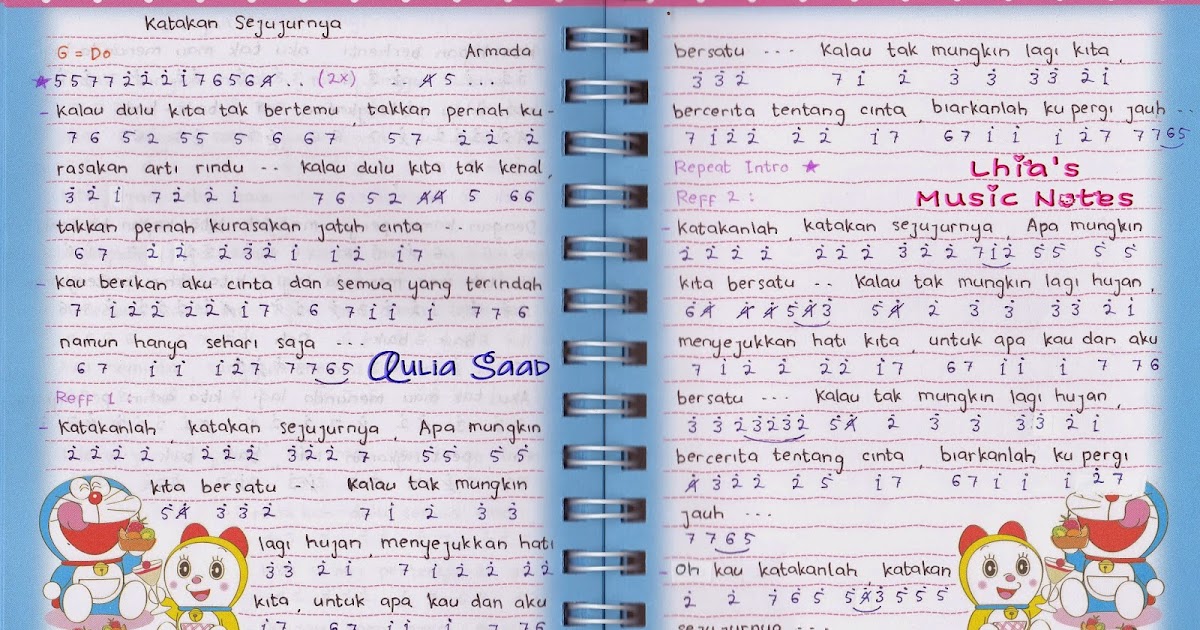 Not Angka Armada Katakan Sejujurnya Aulia S World