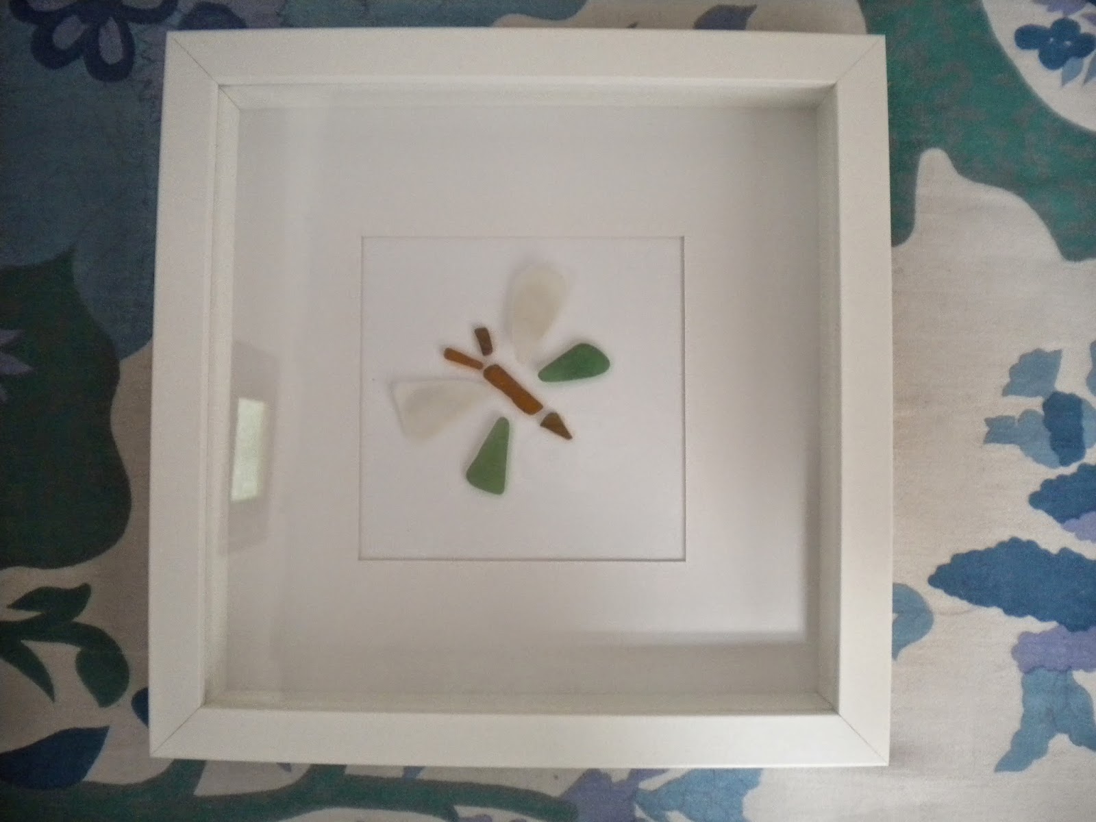 A Bite Of Spain Sea Glass Mosaic Shadow Box Art