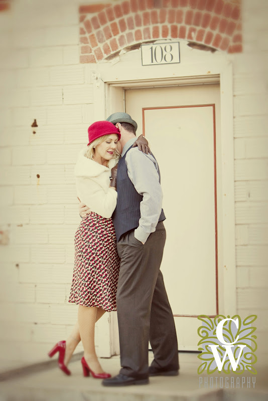 engagement portrait vintage downtown fullerton