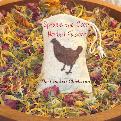 Spice it Up: Herb it up is closer to the point: add herbs to your chicken coop- fresh or dried. I make Spruce the Coop Herbal Fusion comprised of many insect-repellent herbs and sprinkle it in the nest boxes and coop.