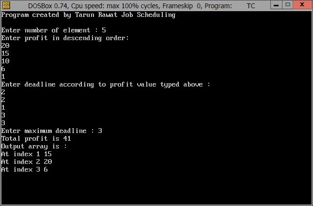 c programming job scheduling
