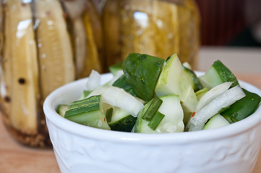 Lighter and Local Spicy and Sweet Pickling Cucumber Salad