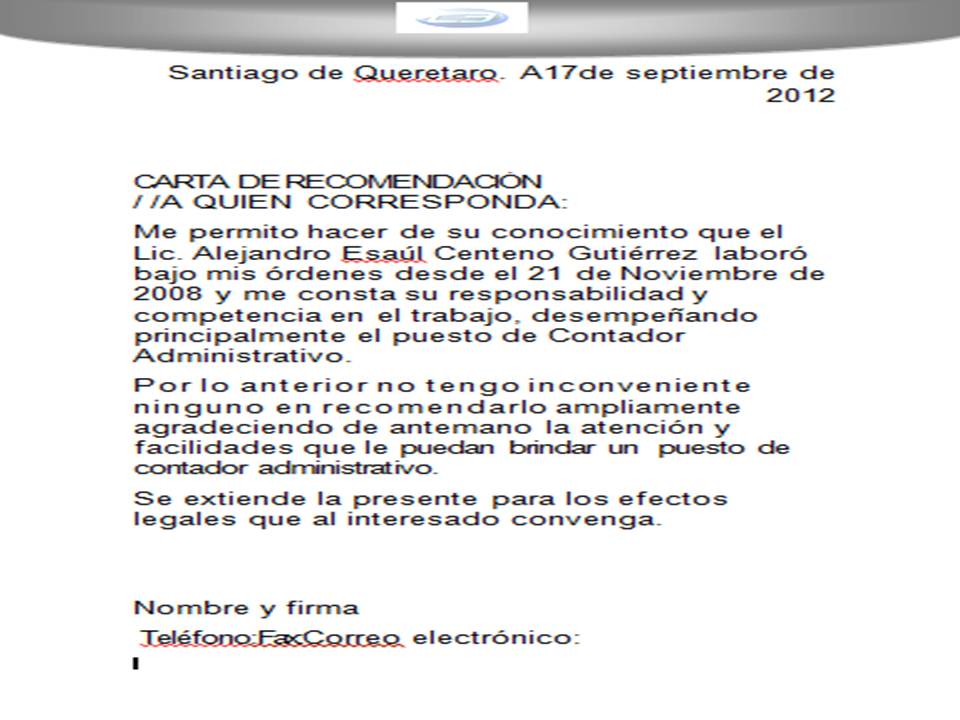 machote de carta de recomendacion personal en word