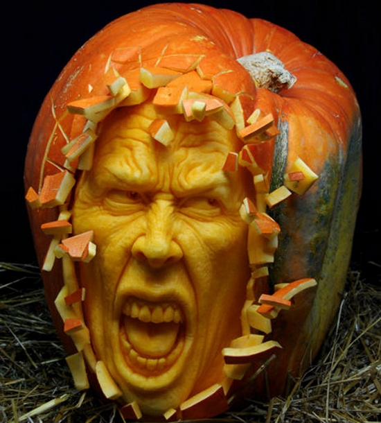 awesome carving artwork with halloween pumpkin
