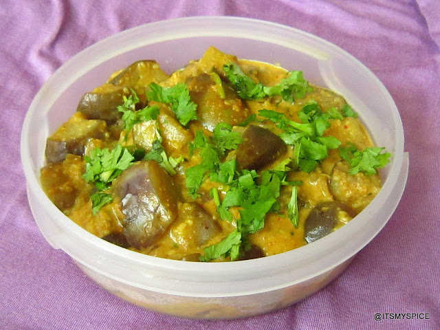 brinjal curry with sesame groundnut paste