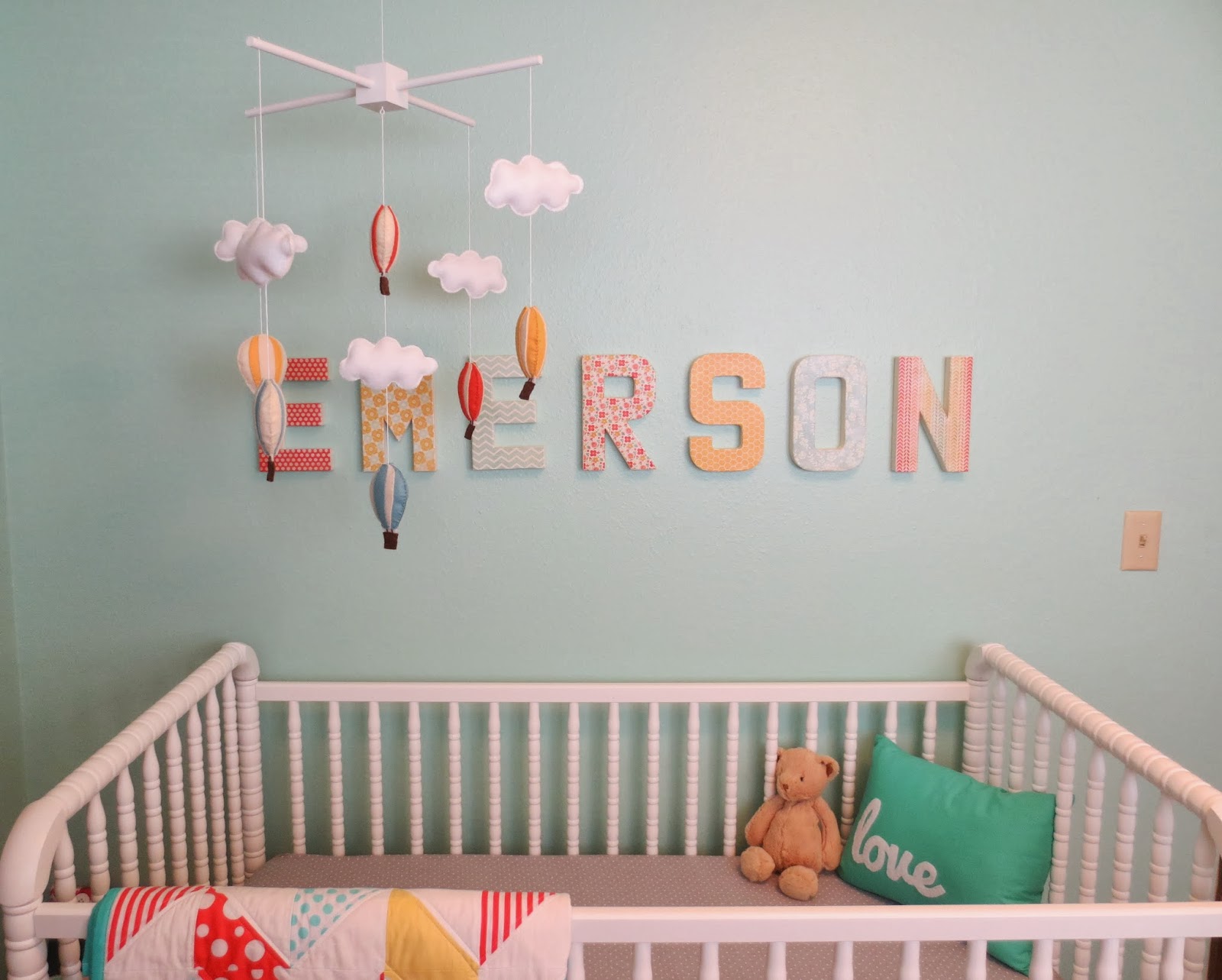 make bake and love Scrapbook Paper Letters for the Nursery