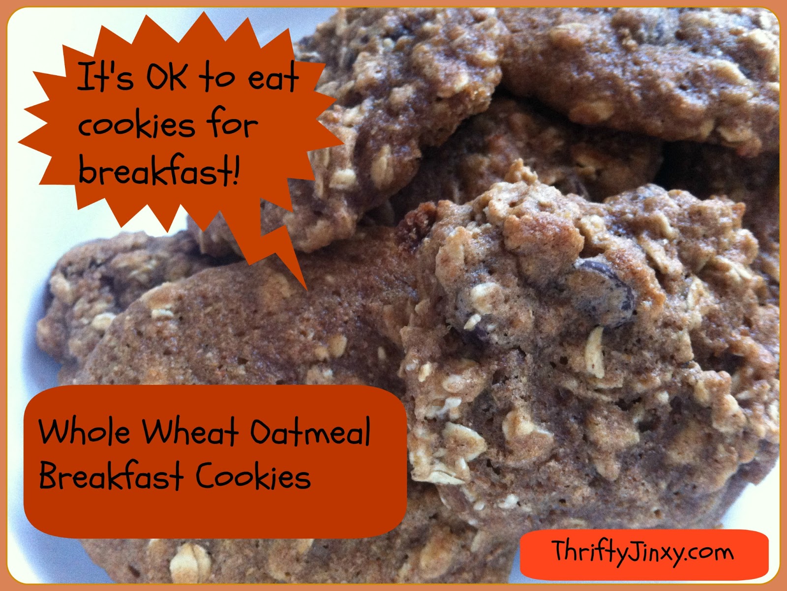 Cookies for Breakfast? Why YES!! Whole Wheat Oatmeal Breakfast Cookies