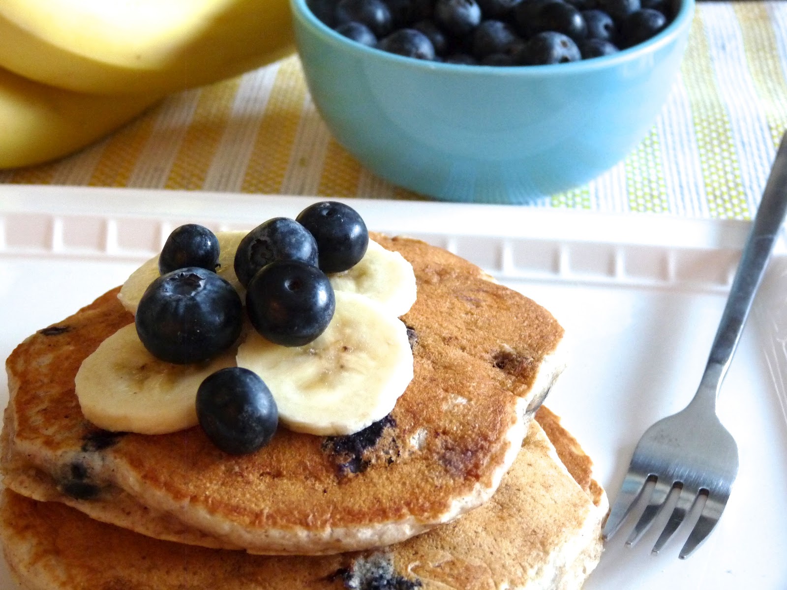 Whole Wheat Blueberry & Banana Pancakes
