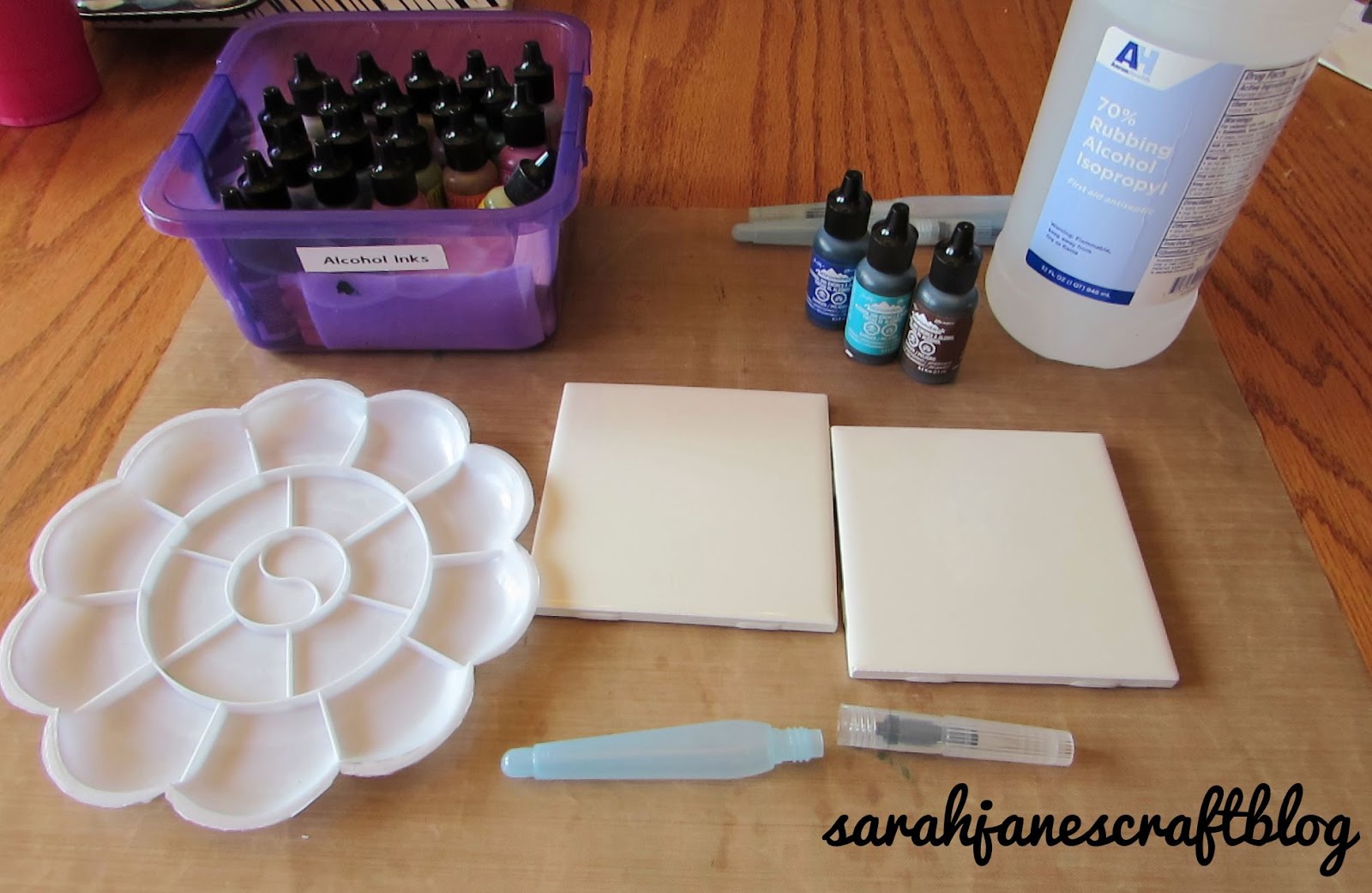 Sarah Jane's Craft Blog Painting Ceramic Tiles with Alcohol Ink