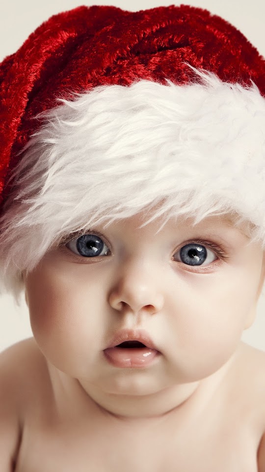 Santa Claus Baby Red Hat Blue Eyes  Galaxy Note HD Wallpaper