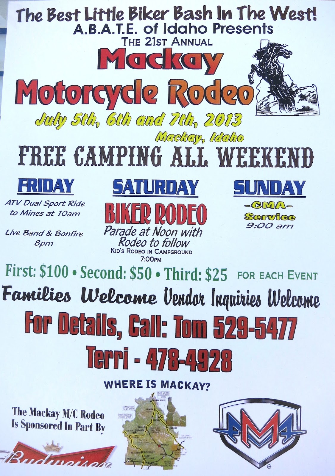 Mackay, Idaho 83251 Mackay Motorcycle Rodeo Sponsored by A.B.A.T.E