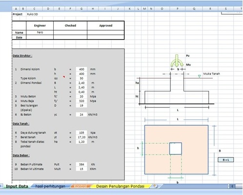 Belajar Teknik Sipil Jasa Perencanaan Konstruksi Bangunan Download Spreadsheet Excel Perencanaan Pondasi Telapak