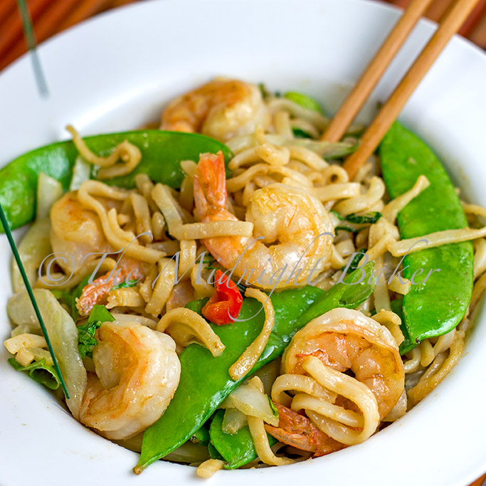 Peanut Rice Noodles with Shrimp The Midnight Baker