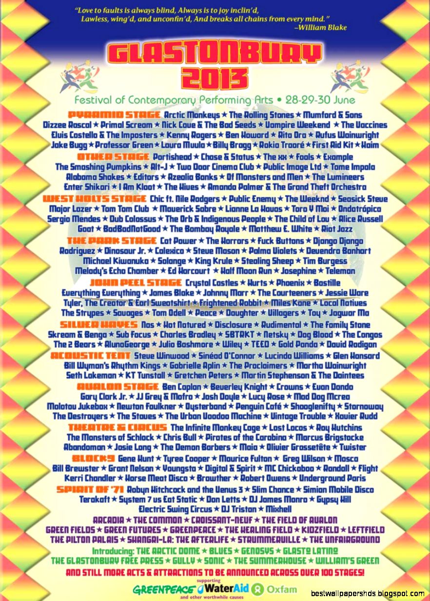 2013 line up revealed Glastonbury Festival 2013 line up revealed Glastonbury Festival